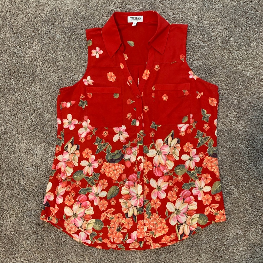 Express Floral Print Sleeveless Blouse